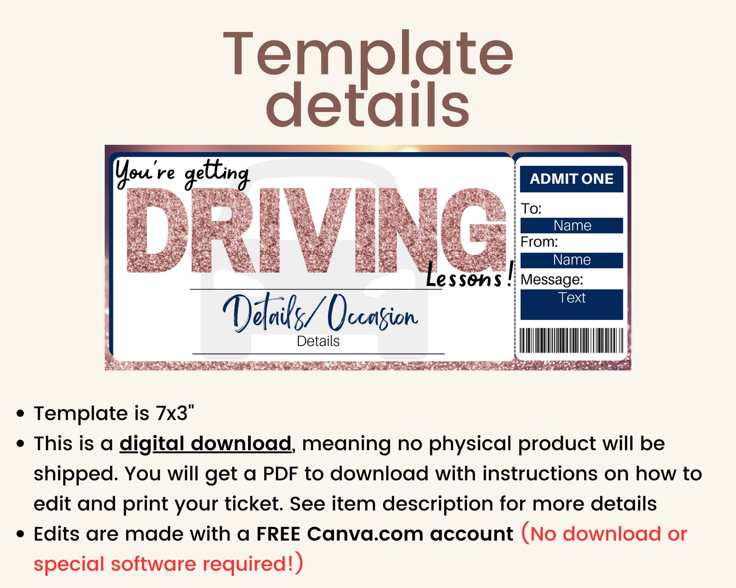 Driving Lessons Gift Certificate Template