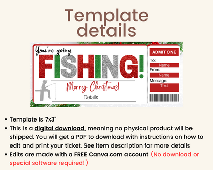 Christmas Fishing Gift Certificate Template