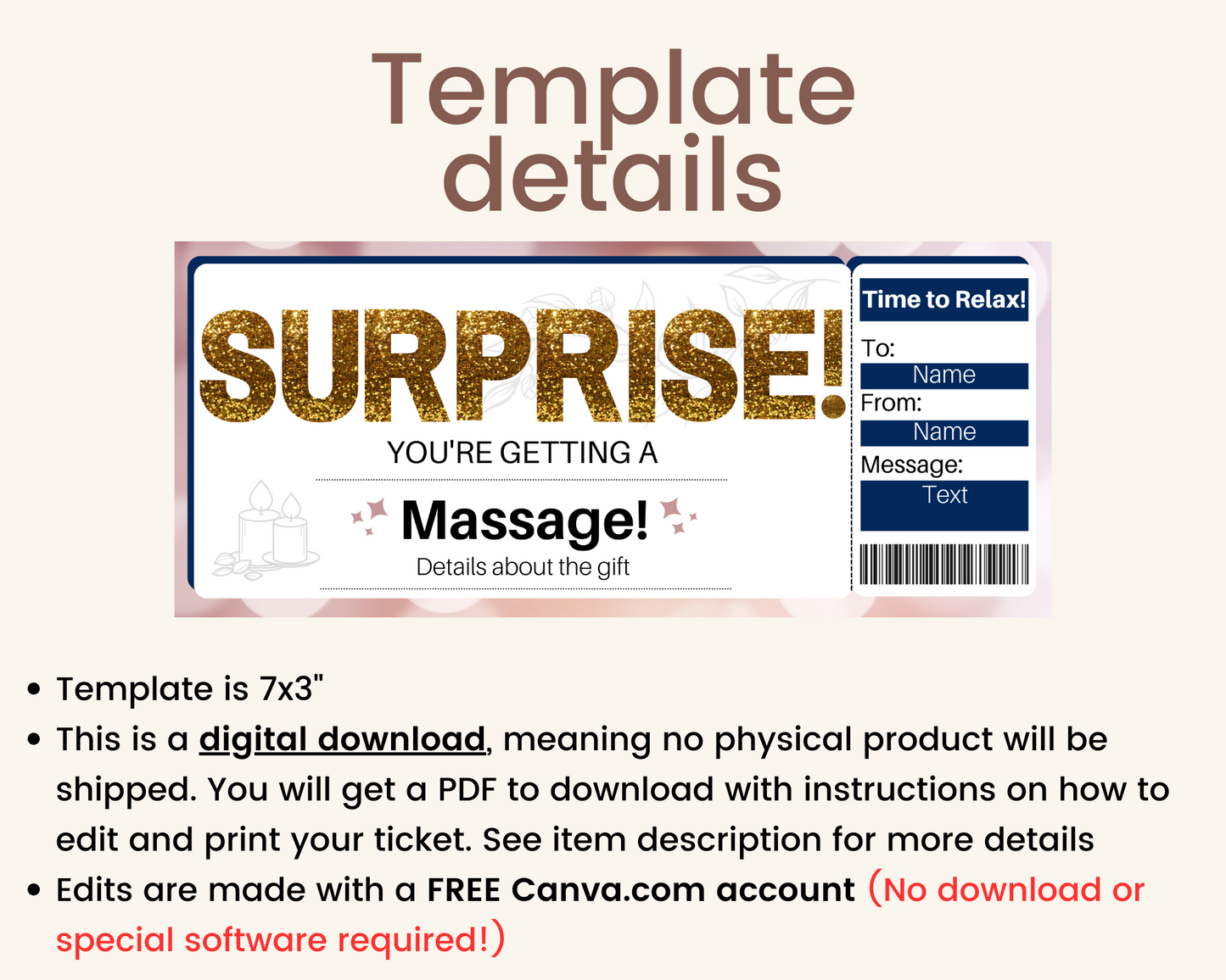 Surprise Massage Gift Certificate Template