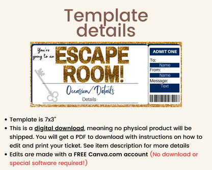 Escape Room Gift Ticket Template
