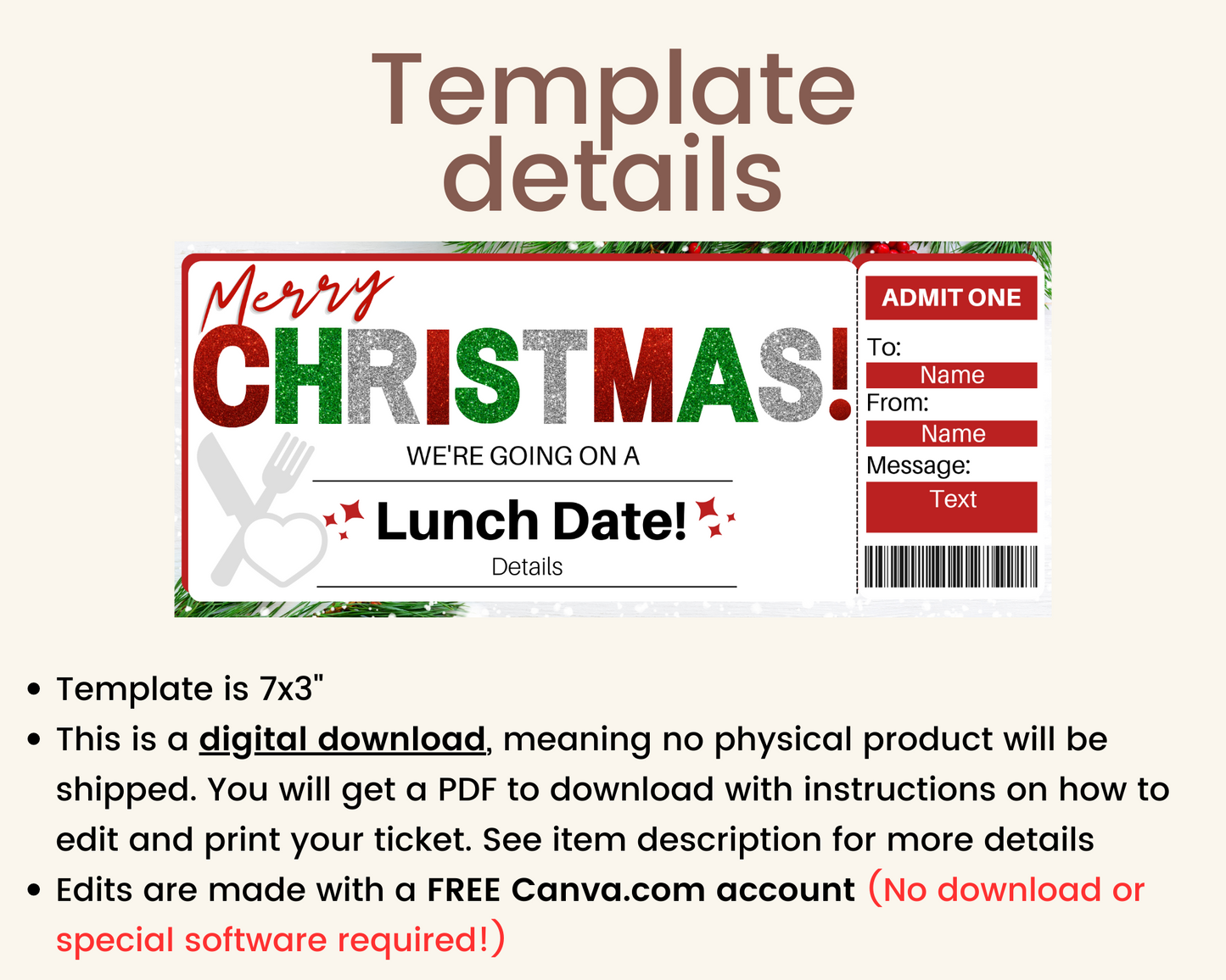 Christmas Lunch Gift Certificate Template