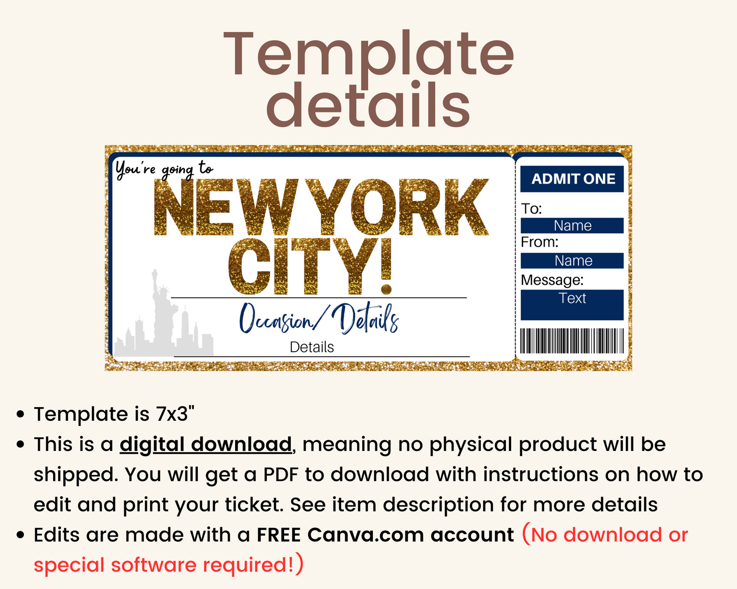 NYC Boarding Pass Template