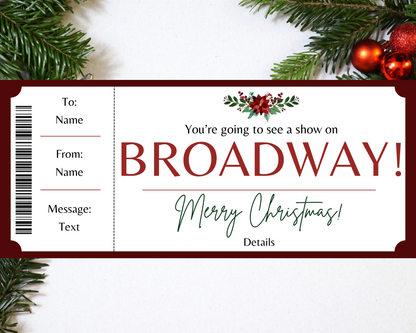 Christmas Broadway Show Gift Certificate Template