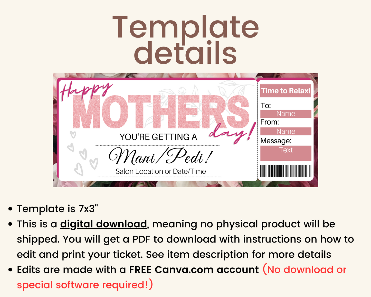 Mother's Day Mani Pedi Gift Ticket