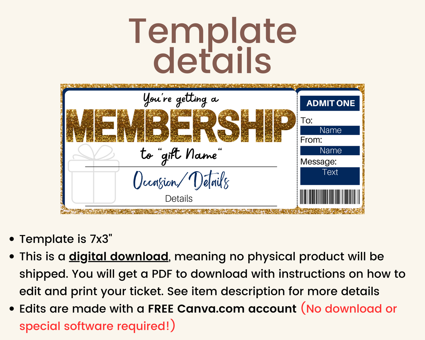 Membership Gift Ticket Template