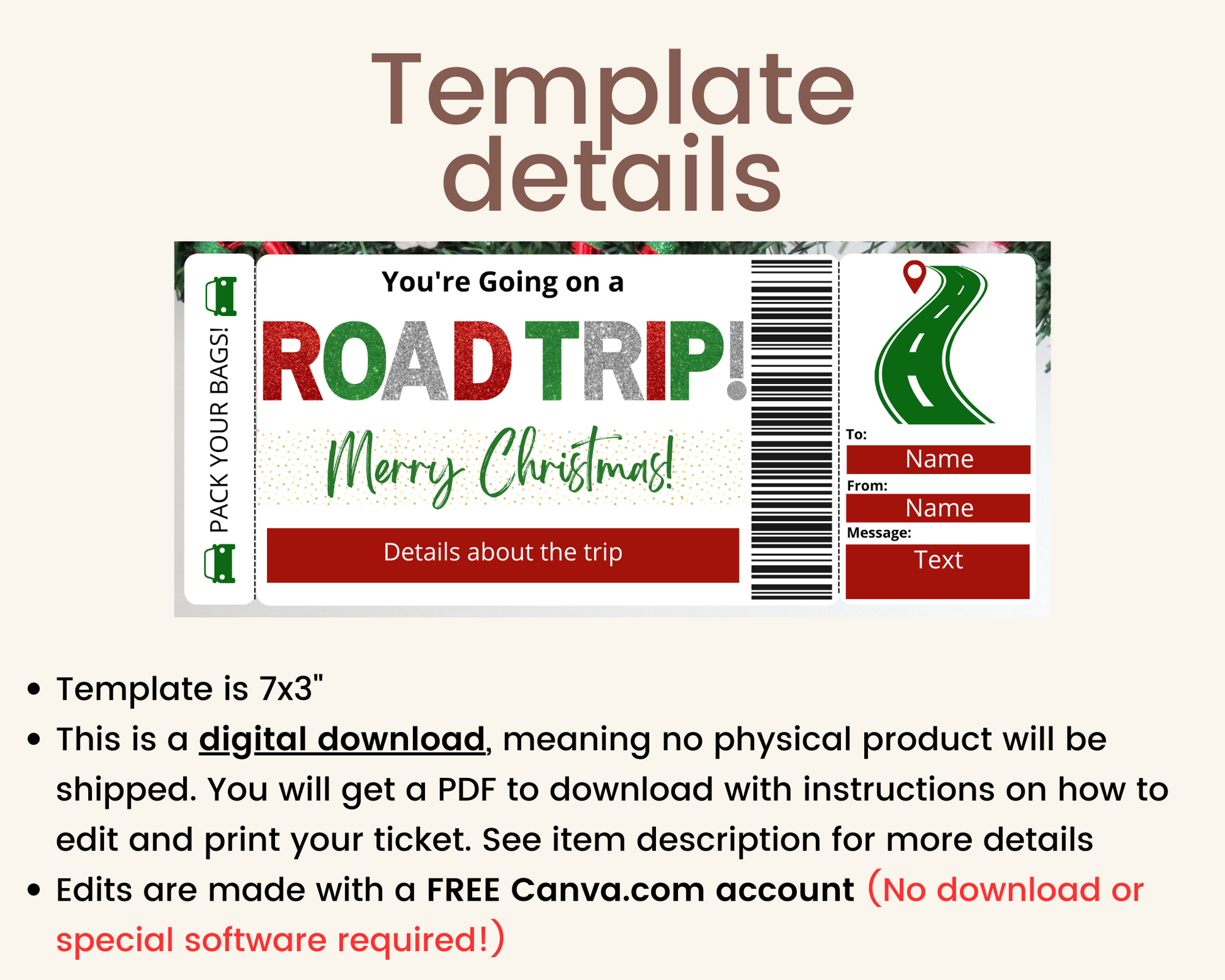 Christmas Road Trip Gift Ticket Template – Printed Smile Shop christmas-road-trip-gift-ticket-template-printed-smile-shop