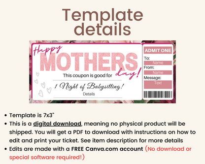 Mother's Day Babysitting Gift Certificate
