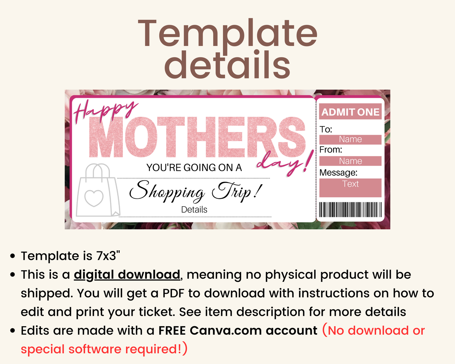 Mother's Day Shopping Trip Gift Ticket