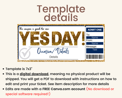 Yes Day Gift Certificate Template
