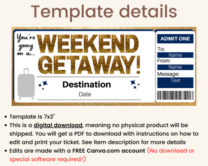 Weekend Getaway Ticket Template