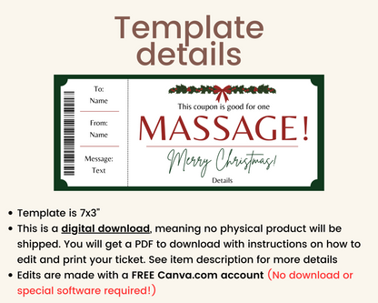 Christmas Massage Gift Certificate