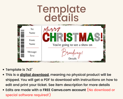 Christmas Broadway Show Gift Certificate Template