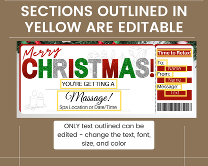 Christmas Massage Gift Ticket Template