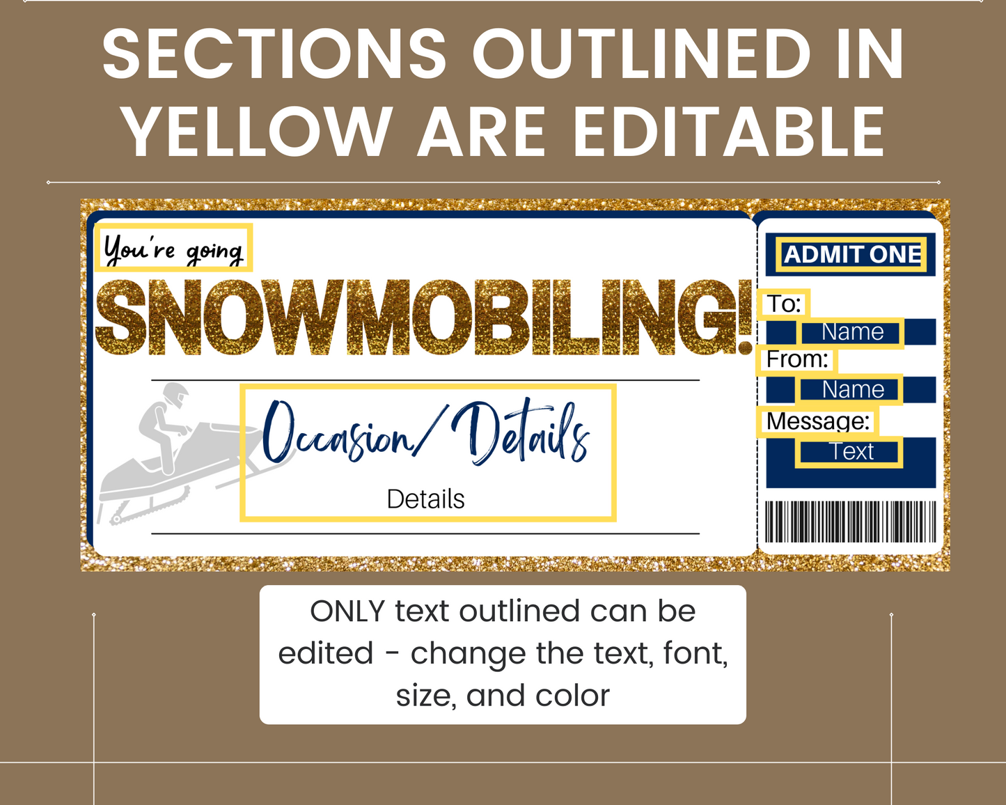 Snowmobiling Gift Ticket Template