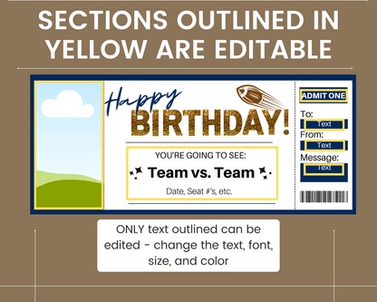 Birthday Football Game Ticket Template