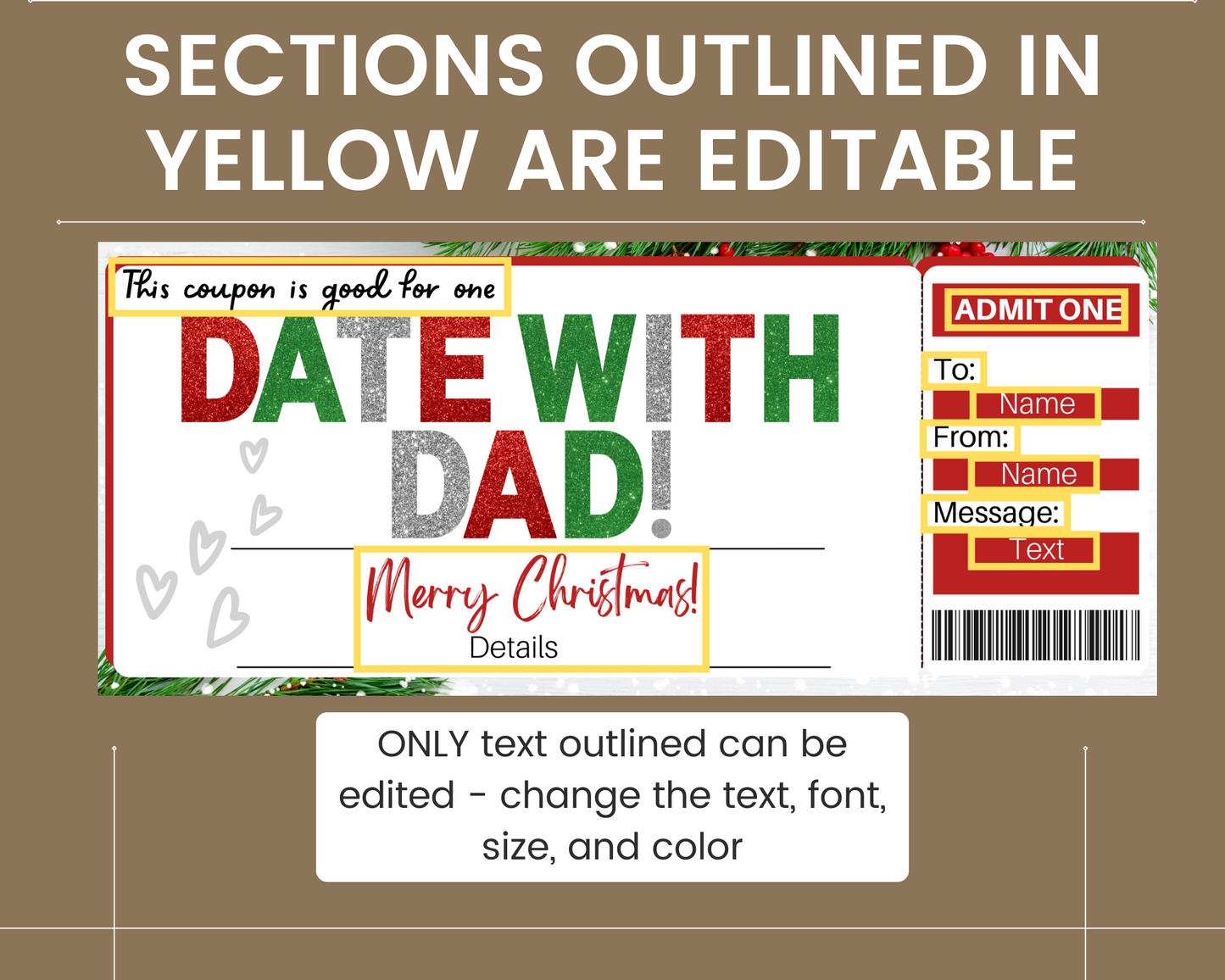 Christmas Date with Dad Ticket Template
