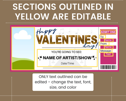 Valentine's Day Concert Ticket Template: Add your own image!