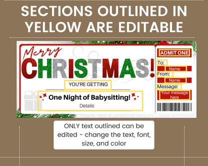 Christmas Babysitting Coupon Template