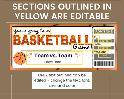 Basketball Game Ticket Template