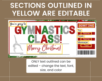 Christmas Gymnastics Classes Gift Ticket