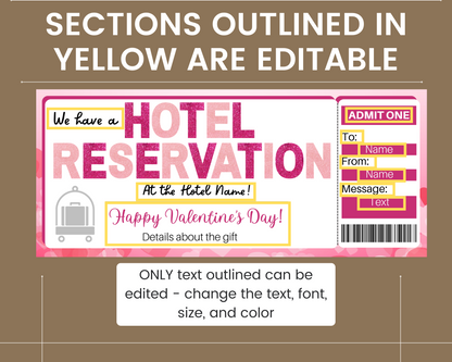 Valentine's Day Hotel Reservation Gift Certificate Template