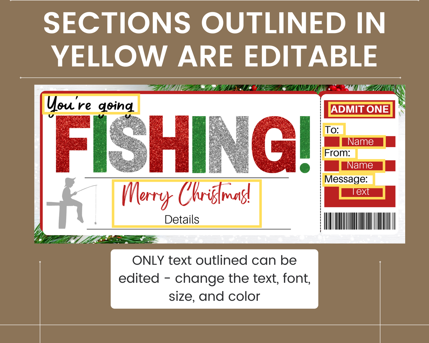 Christmas Fishing Gift Certificate Template