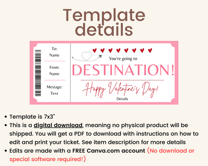 Valentine's Day Boarding Pass Template