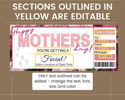 Mother's Day Facial Gift Certificate Template