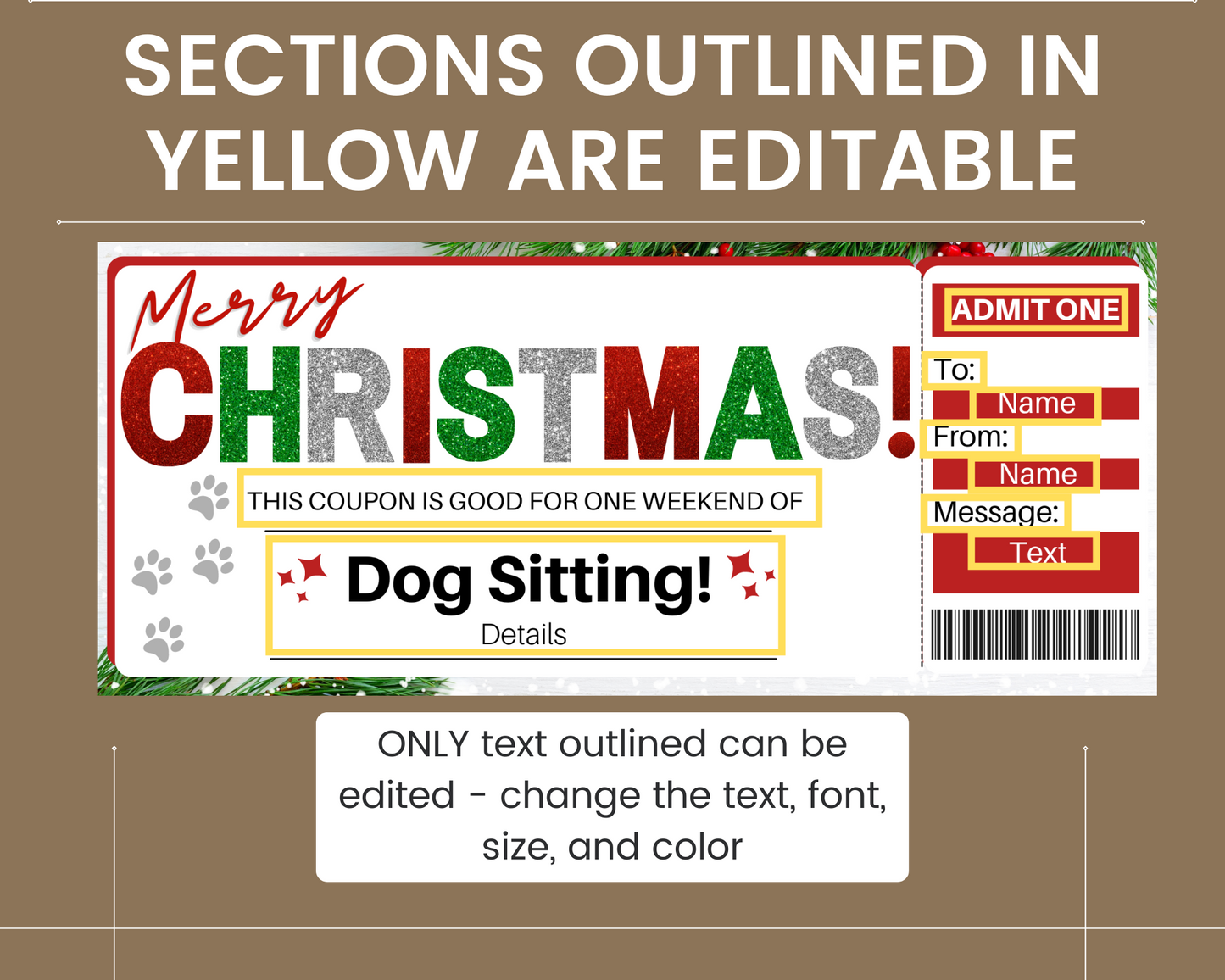 Christmas Dog Sitting Gift Certificate Template