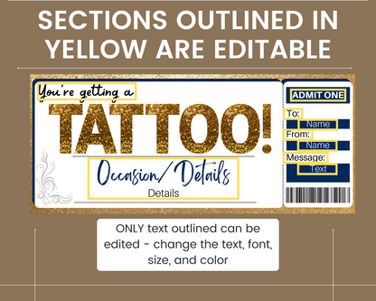 Tattoo Gift Ticket Template