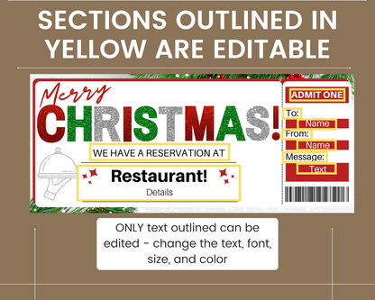 Christmas Table Reservation Gift Certificate Template
