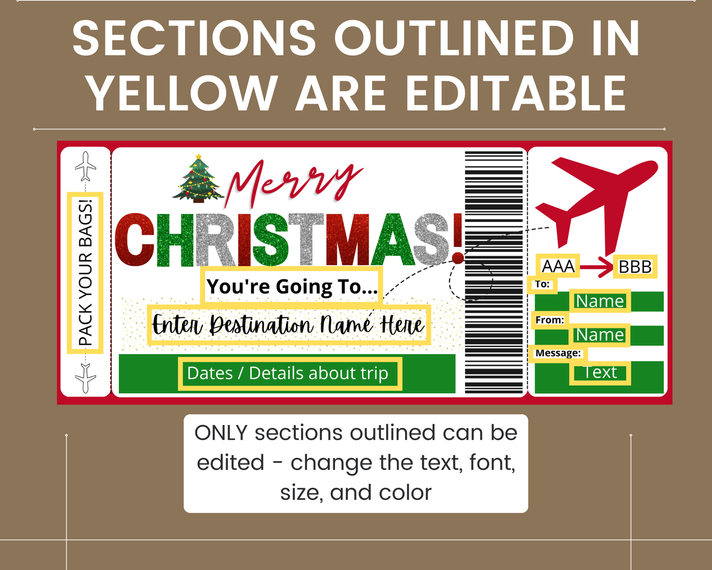 Christmas Boarding Pass: Printable Flight Ticket
