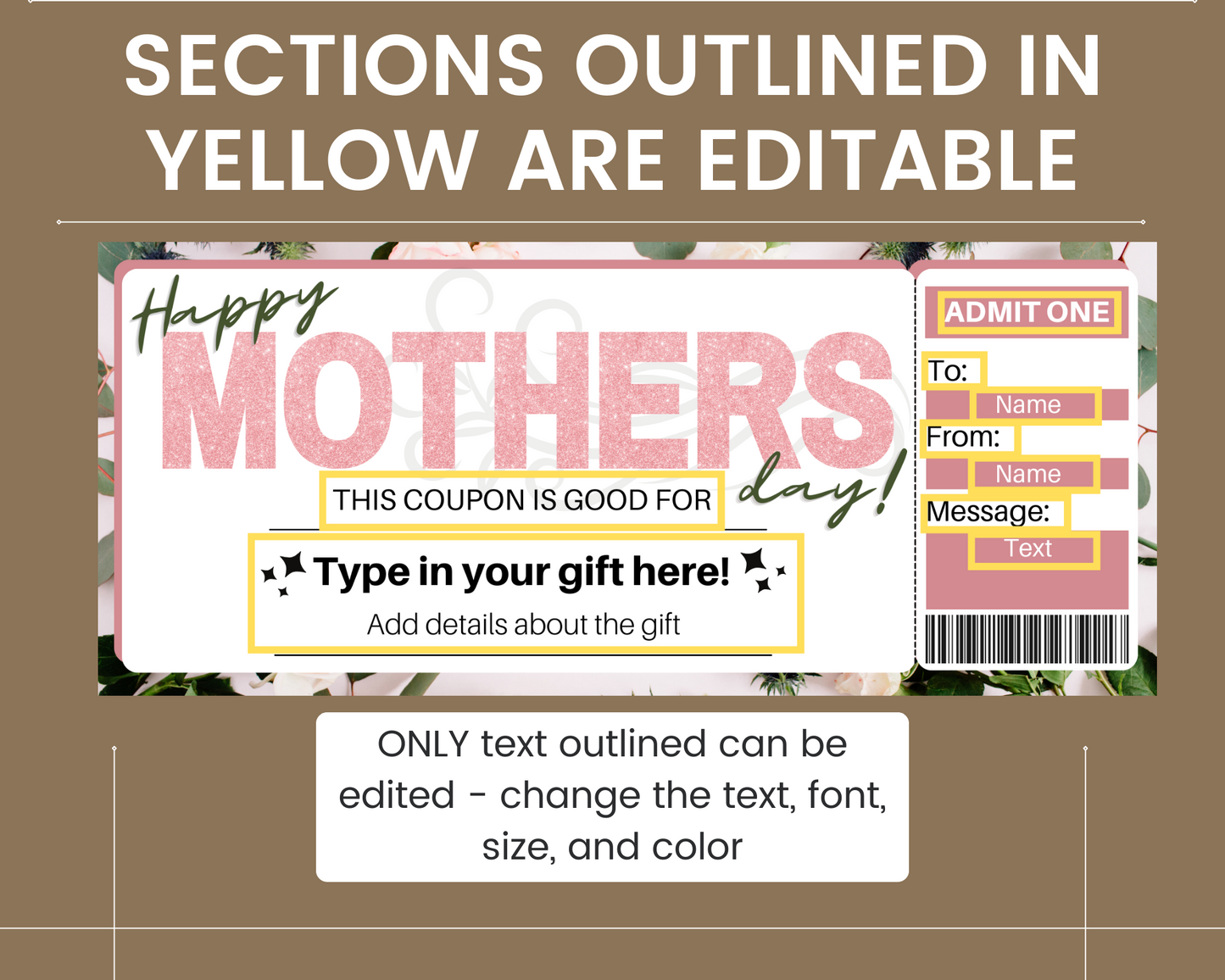 Mother's Day Customizable Coupon Template