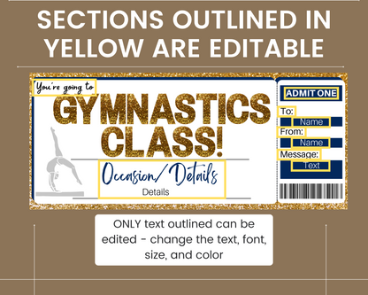 Gymnastics Class Gift Certificate