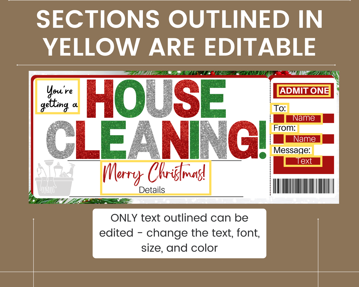 Christmas House Cleaning Gift Certificate Template