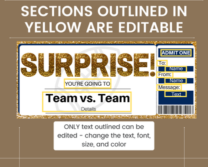 Surprise Football Game Ticket Template