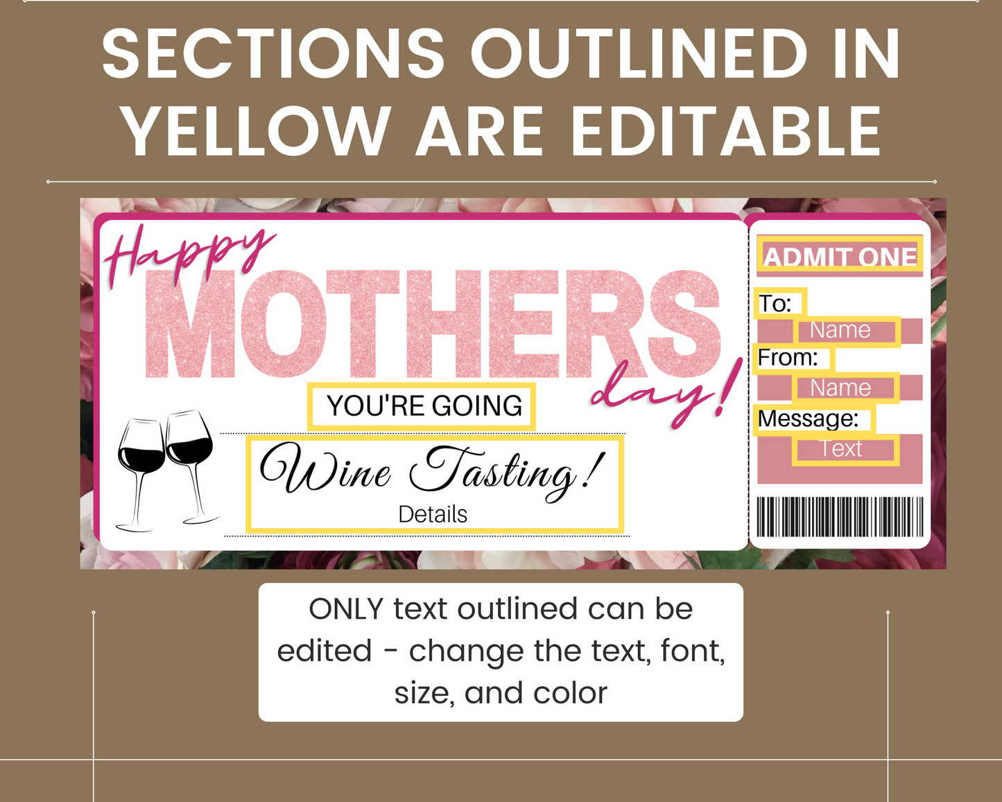 Mother's Day Wine Tasting Gift Certificate Template