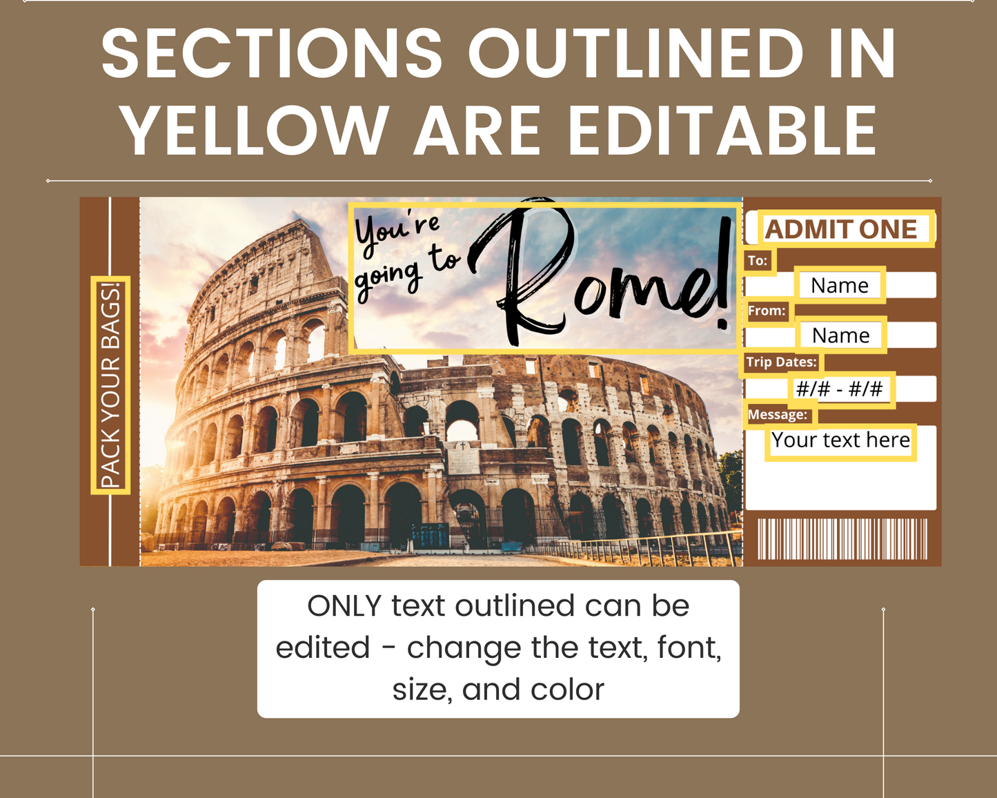Rome Boarding Pass Template