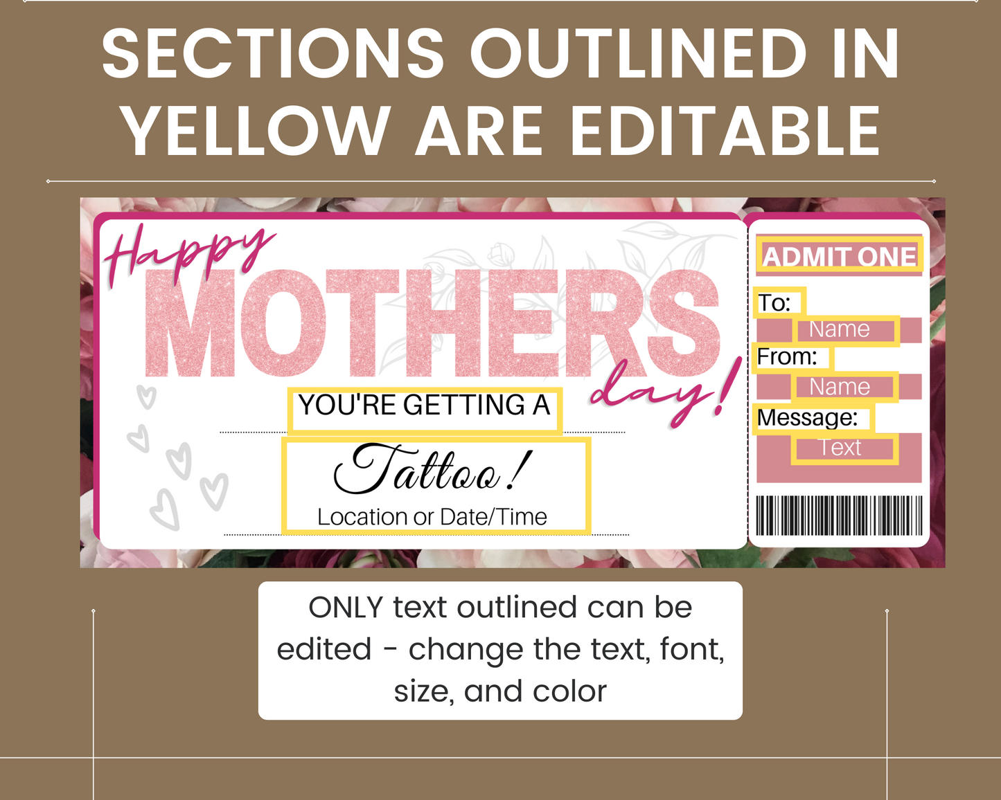 Mother's Day Tattoo Gift Certificate Template