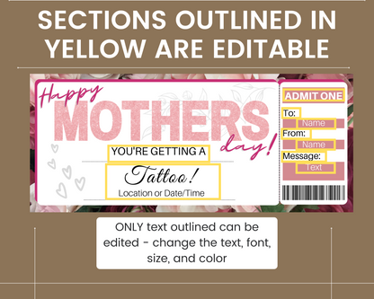 Mother's Day Tattoo Gift Certificate Template