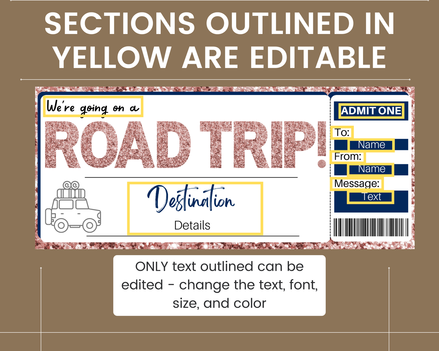Road Trip Boarding Pass Template