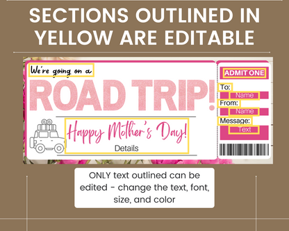 Mother's Day Road Trip Gift Certificate Template
