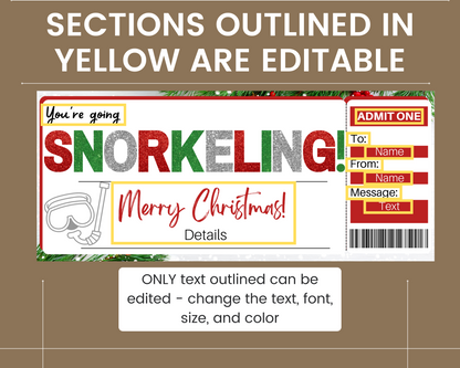 Christmas Snorkeling Gift Ticket Template