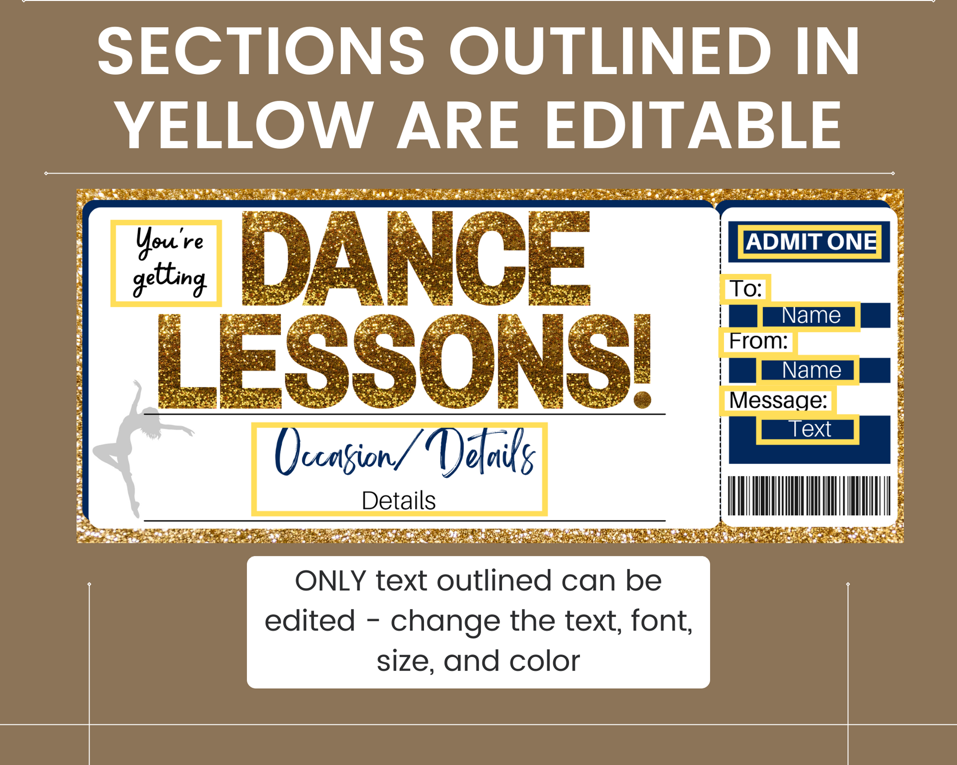 gear and dance tickets Dance Lessons Gift Ticket Template – Printed Smile Shop
