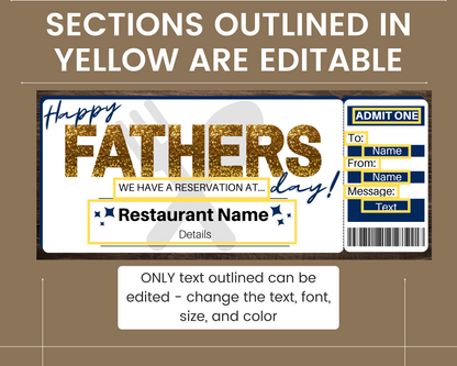 Father's Day Table Reservation Gift Ticket