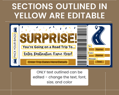 Surprise Road Trip Boarding Pass Template