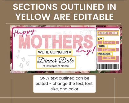 Mother's Day Dinner Date Gift Certificate