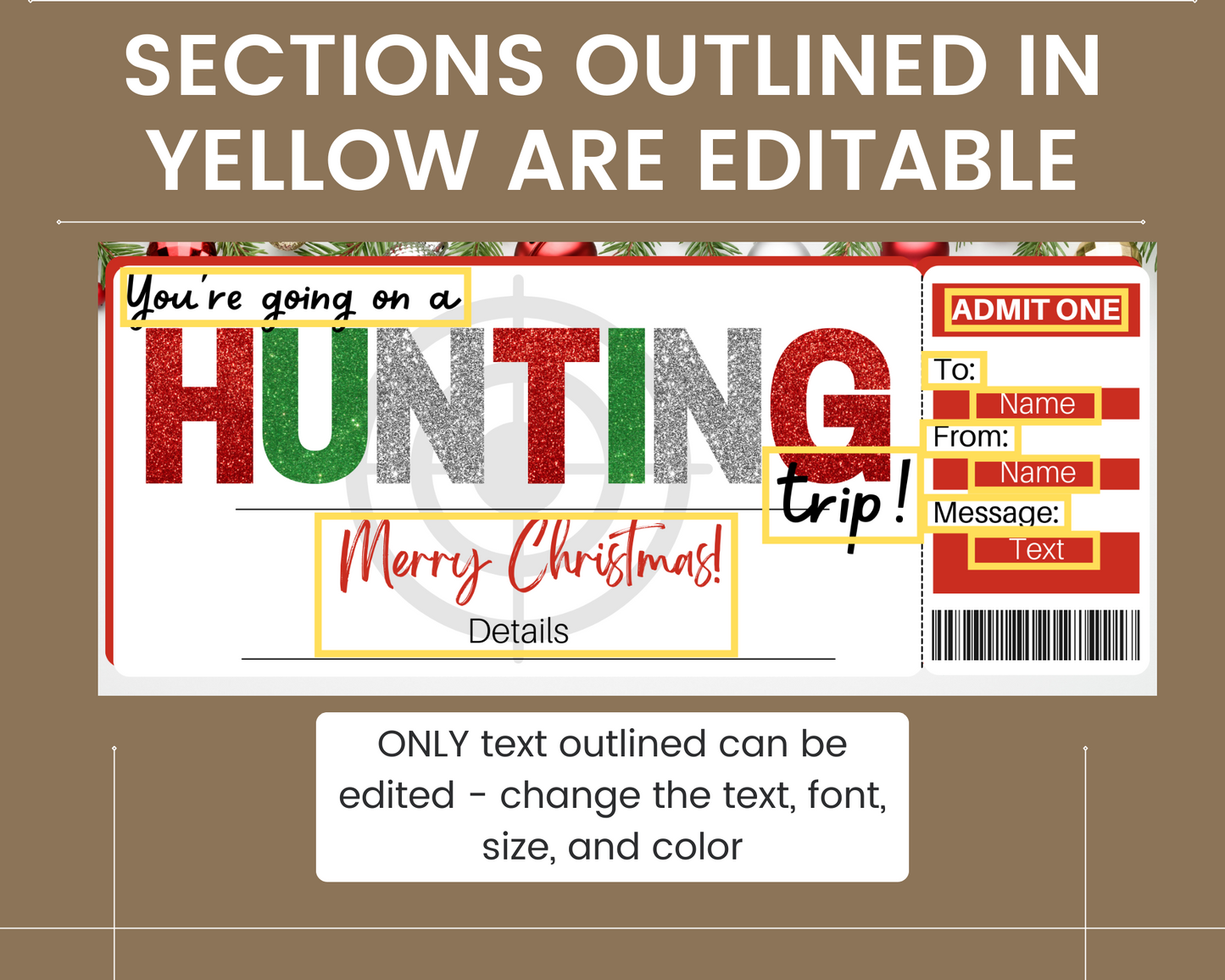 Christmas Hunting Trip Gift Ticket Template