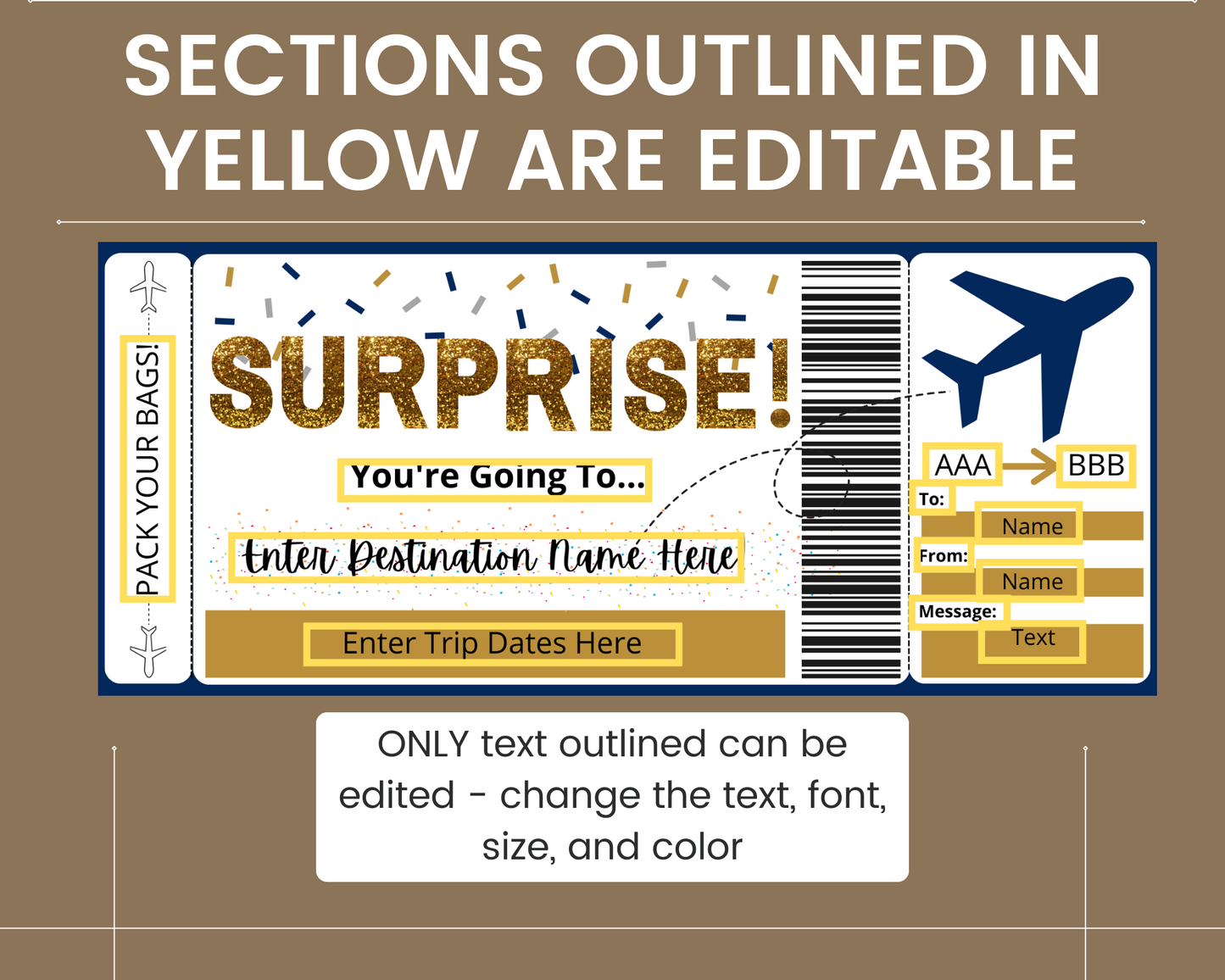 Surprise Boarding Pass Gift Ticket Template