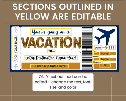 Surprise Vacation Boarding Pass Template